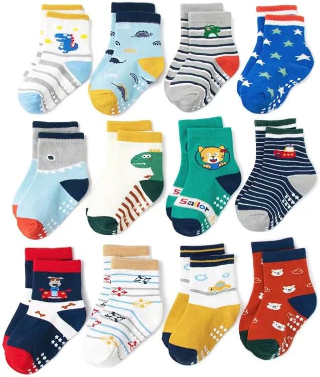 12 Pairs Anti Slip Socks With Grips