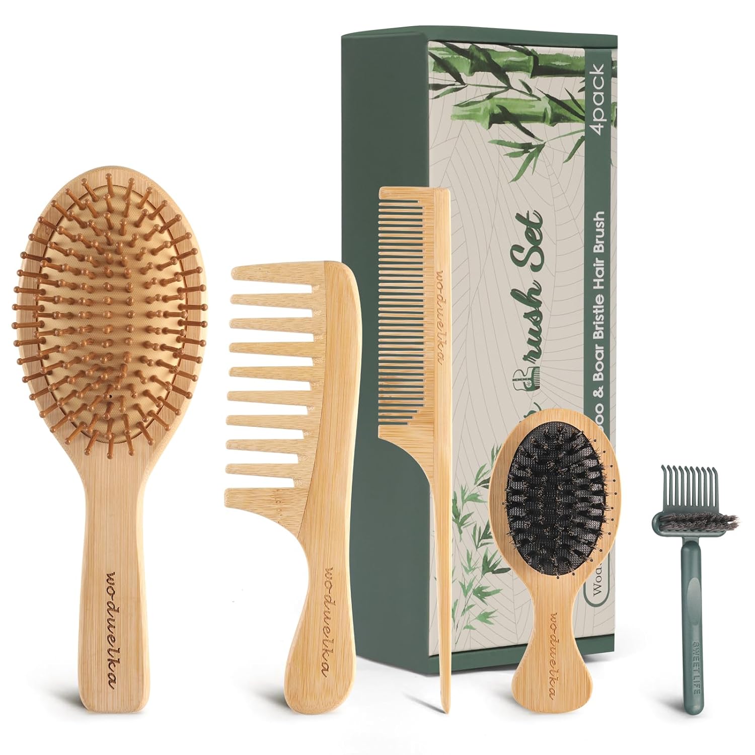 Bamboo Hair Brush Set