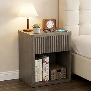 Bedside Table with Drawer and Storage