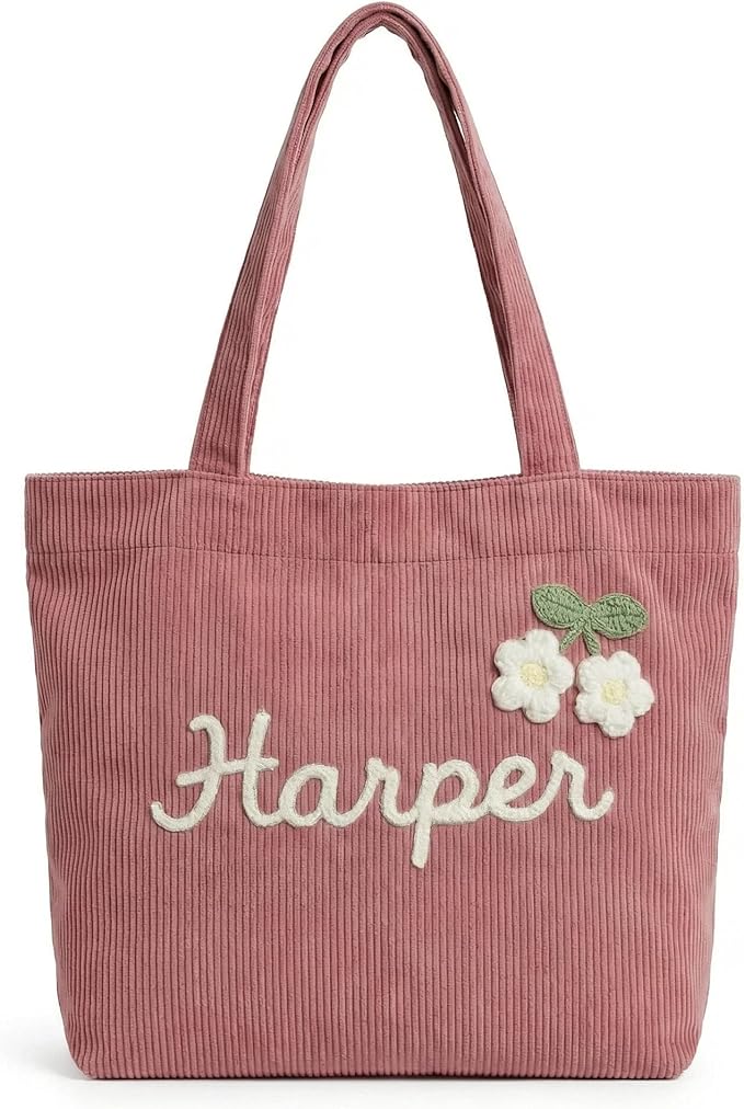 Custom Name Large Shoulder Bag with Zipper