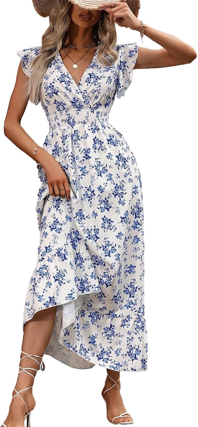 Floral V-Neck Midi Dress