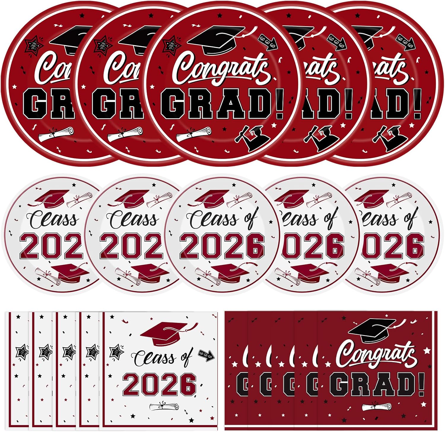 150 Pcs Graduation Plates and Napkins