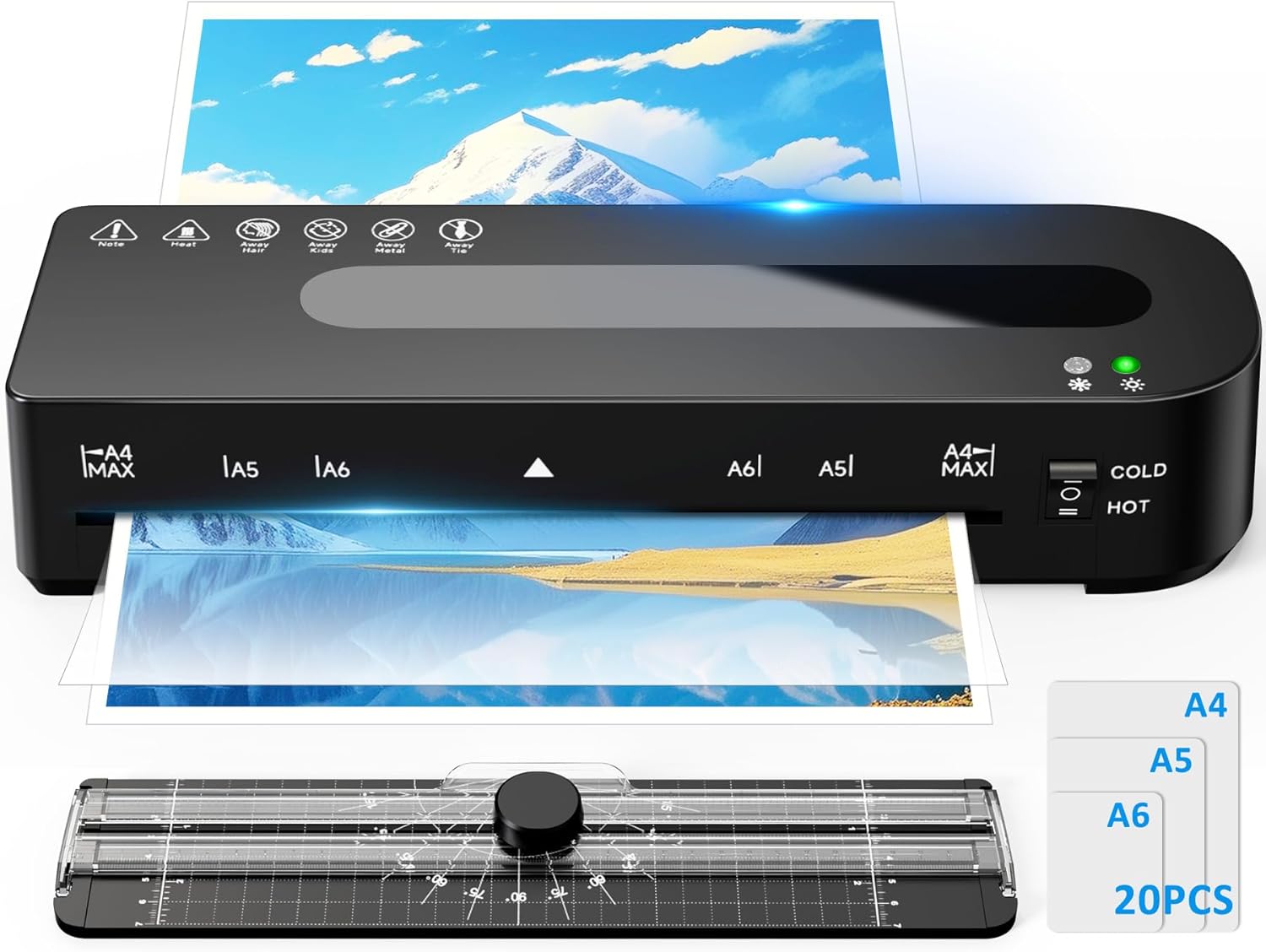 A4 Laminators Hot & Cold with 20 Laminating Sheets and Trimmer