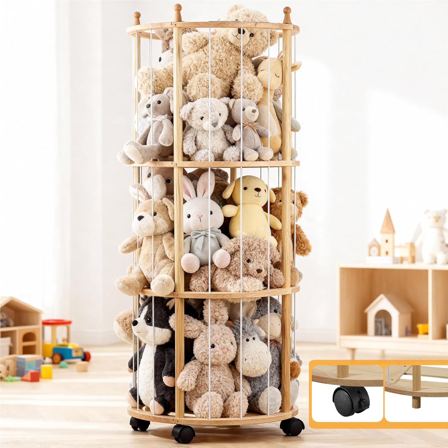 Large Wooden Stuffed Animal Holder&Toy Organizer