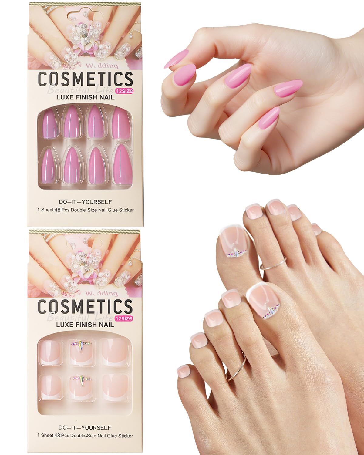 Pink Press On Nails