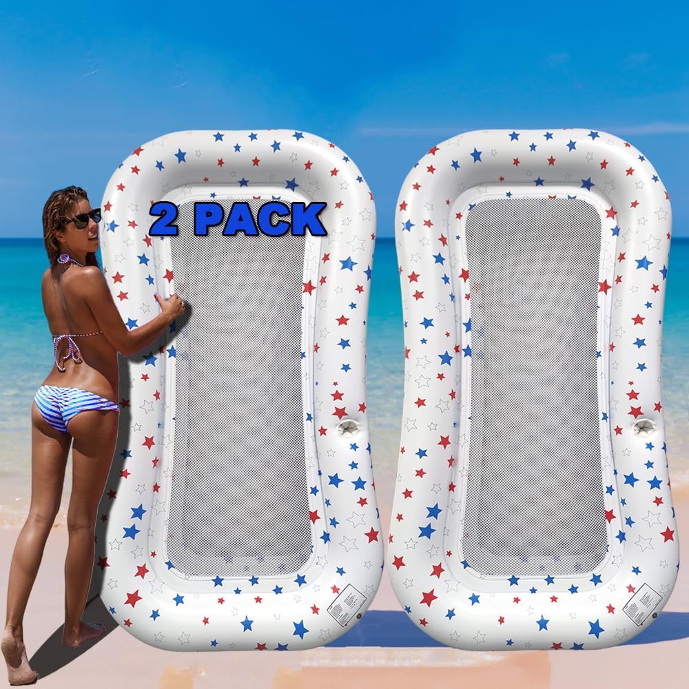 Pool Float Lounge Extra-Large Cooling Mesh Inflatable Raft with Cup Holder