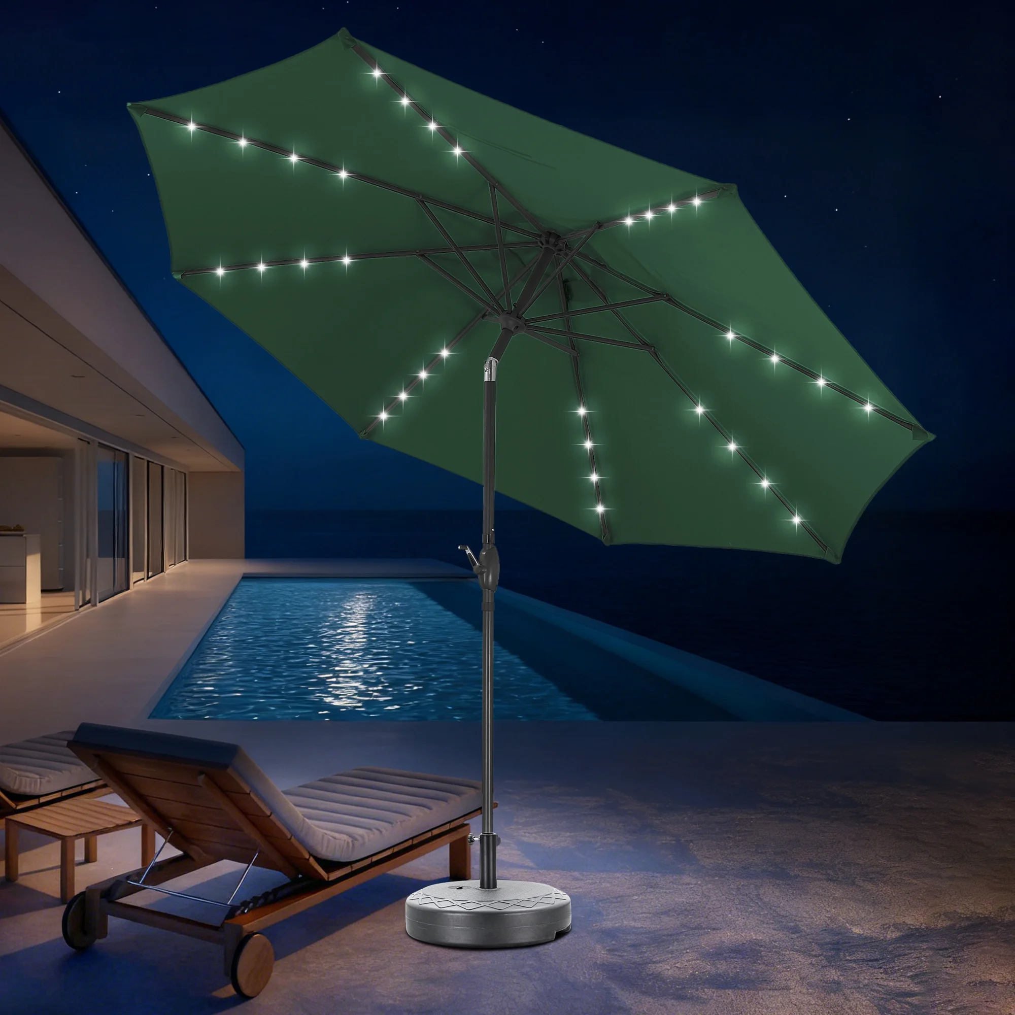  Solar Patio Umbrellas and Base