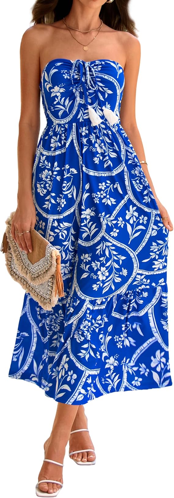 Strapless Floral Maxi Dress