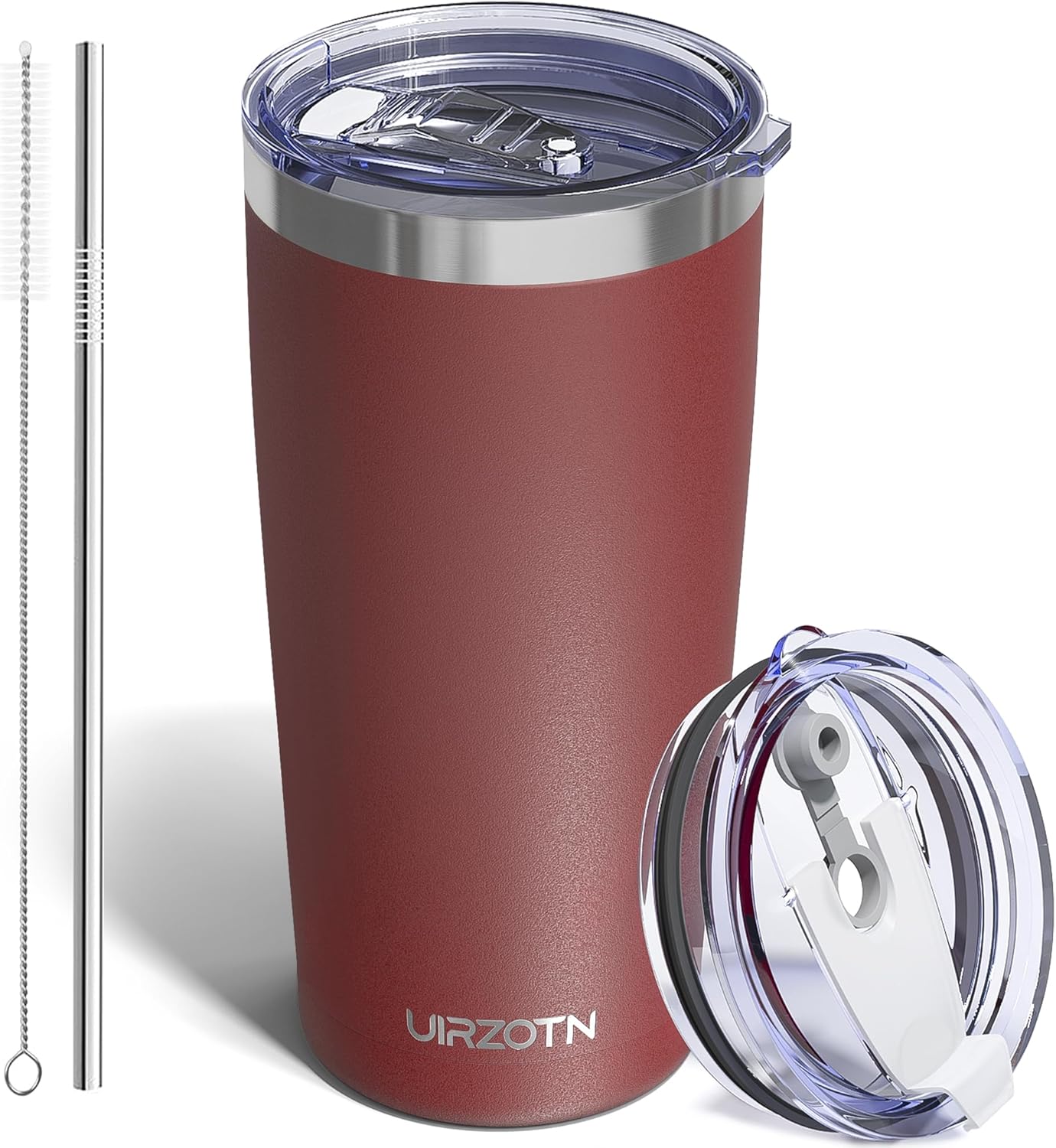 Travel Coffee Mug with Dual Lids and Straw