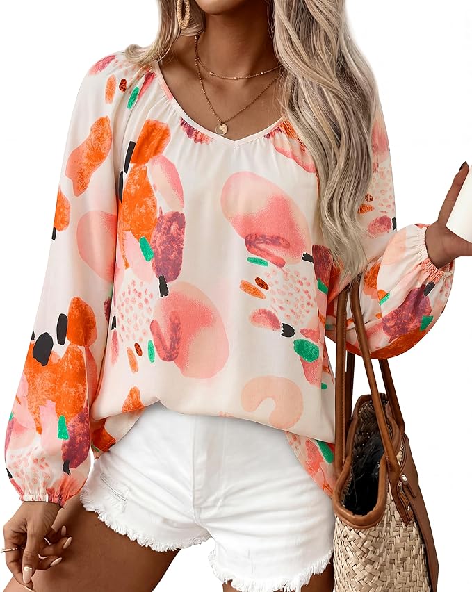 V Neck Satin Silk Printed Shirts