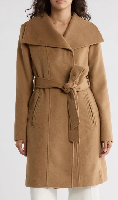 Wool Blend Wrap Coat